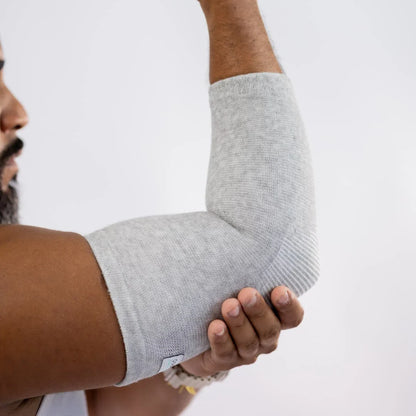 OneCompress™ Premium Bamboo Elbow Sleeve in Gray – worn